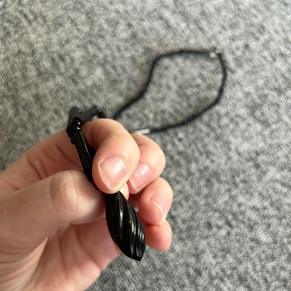 Black Coral Twisted Pendant Necklace